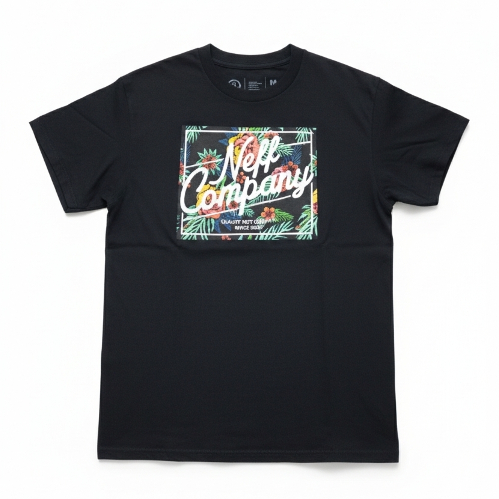 Neff Black Tee with Vibrant Floral Design